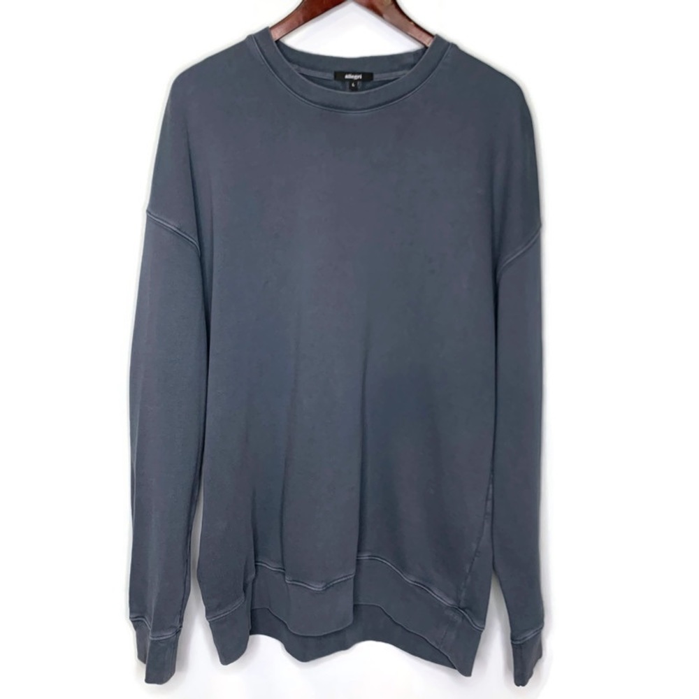 Allegri Men’s 100% Cotton Crew Neck Pullover Blue/Gray Sweatshirt Size L
